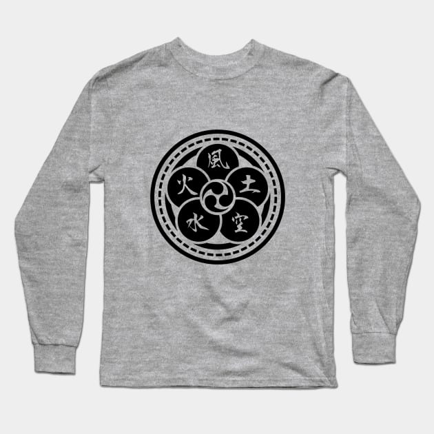 The Book of Five Rings (Crest) Miyamoto Musashi  (BLACK) Long Sleeve T-Shirt by Rules of the mind